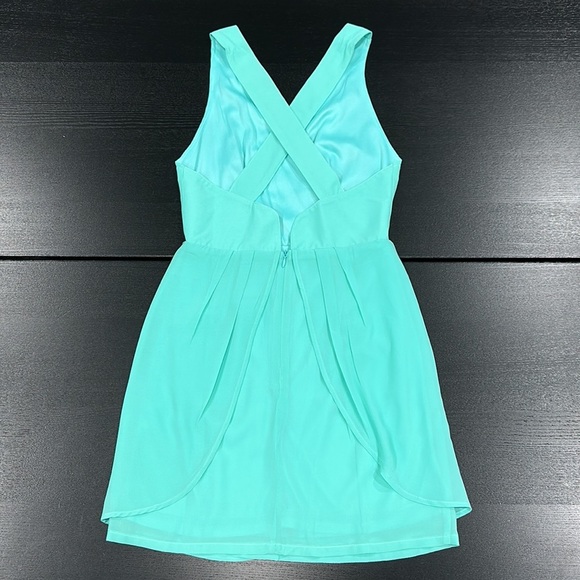 Tobi Robbin Egg Blue Wrap Effect Mini Dress - S - Picture 3 of 11